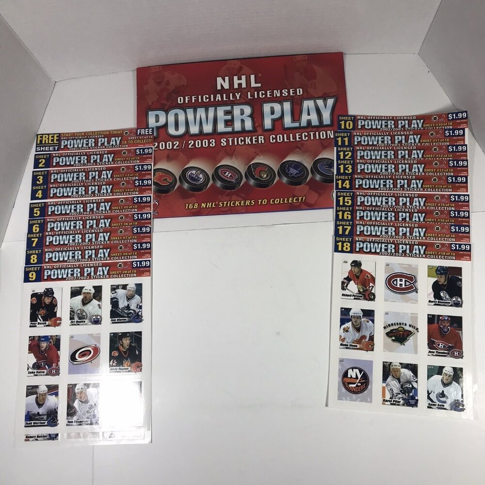 NHL Officially Licensed POWER PLAY 2002 / 2003 Sticker Collection Canadian Teams